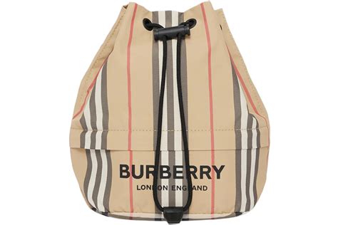 Burberry Icon Stripe Nylon Drawcord Pouch Archive Beige 